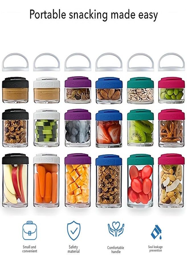 Manwetye 2PCS Stackable Snack Container and Protein Powder Shaker Cup, Portable Keychain with Twist Lock System, Leak-proof for School, Travel, Workout Fitness (Black, Green) Small size - Image 5